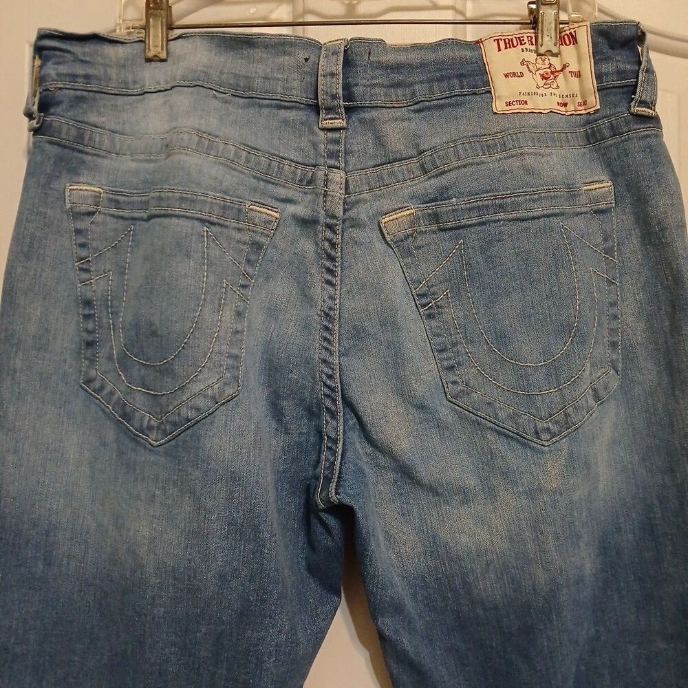 True Religion Mens Geno Relaxed Slim Mediun Wash Blue Jeans Straight Leg 36x33